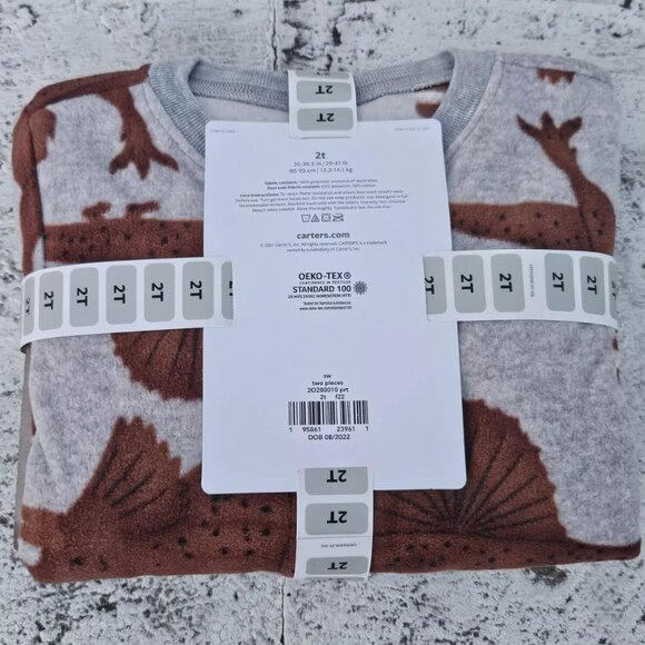 Carters Baby Sleepwear Green and Gray 1 Piece Fleece Jumper Set of 2 Size 2T New - Picture 8 of 11